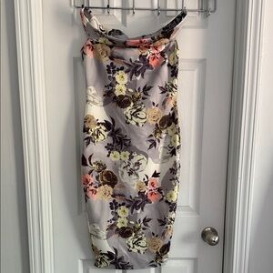 Boohoo Strapless Floral Dress - Multicolor